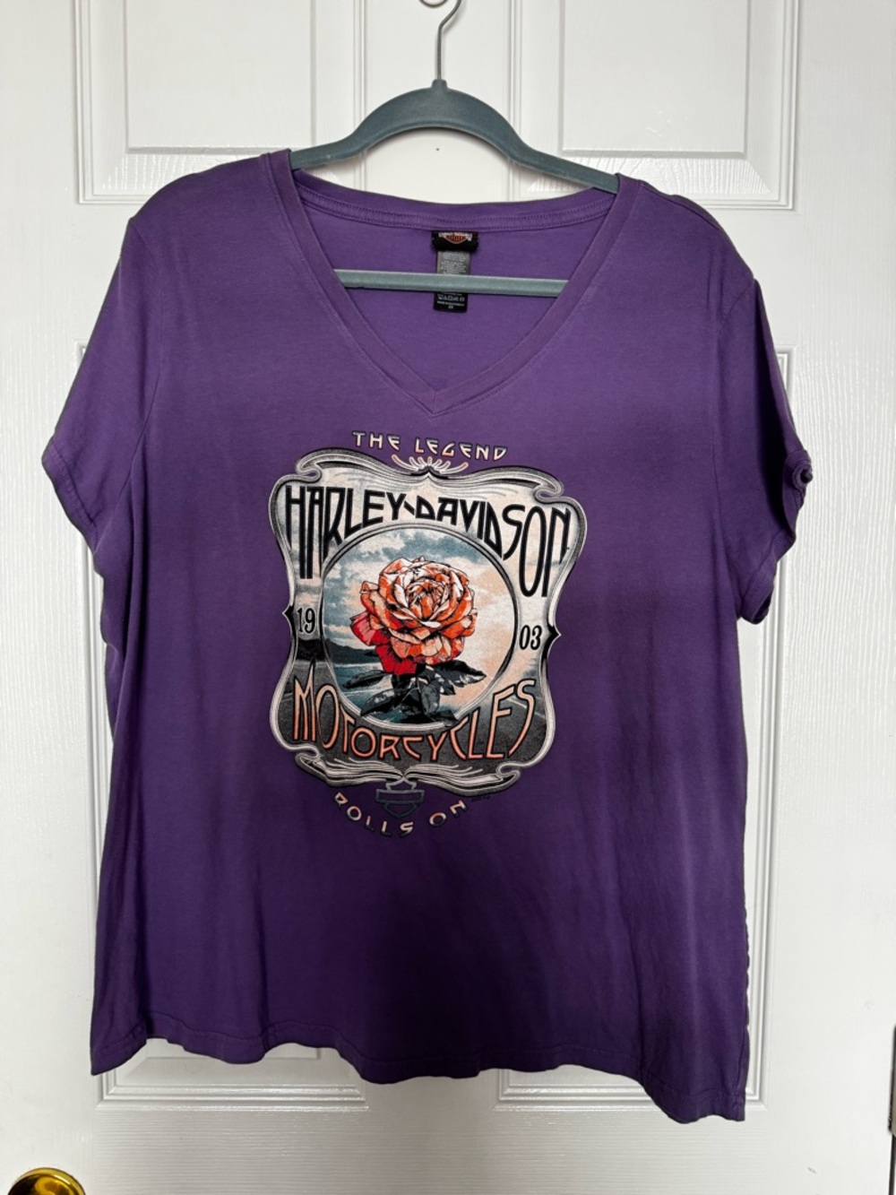 Harley-Davidson Purple V-Neck Motorcycle Graphic Tee